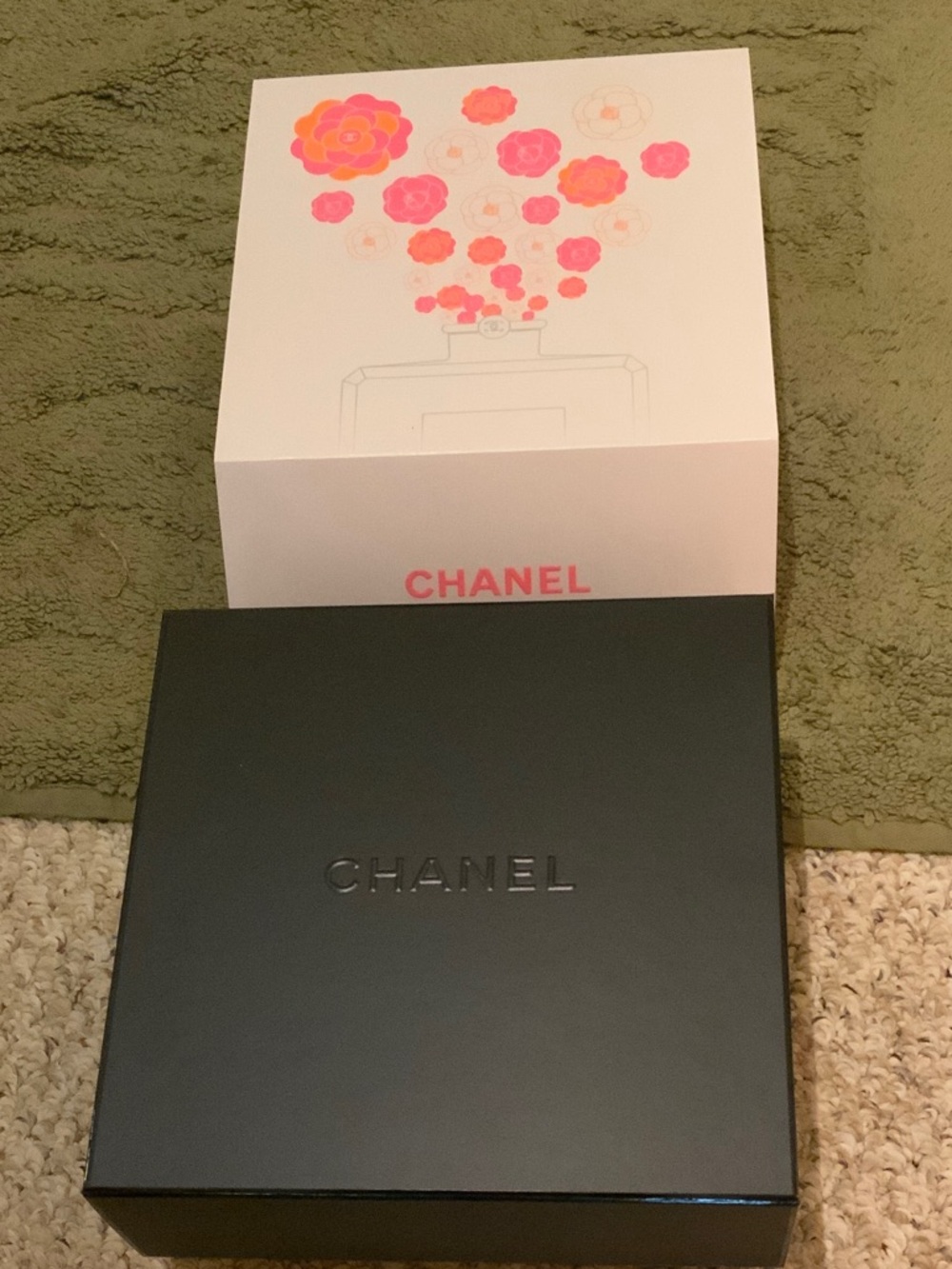CHANEL Black Box with Pink Floral Sleeve